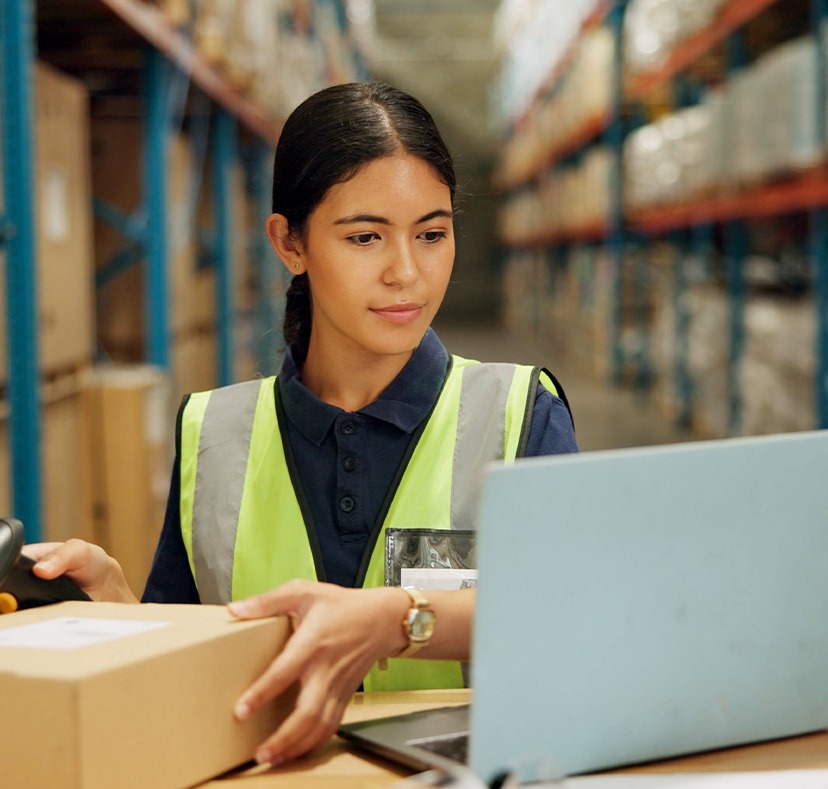 A girl cross checking an item with inventory