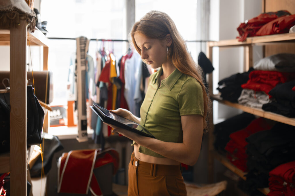 Women checking inventory